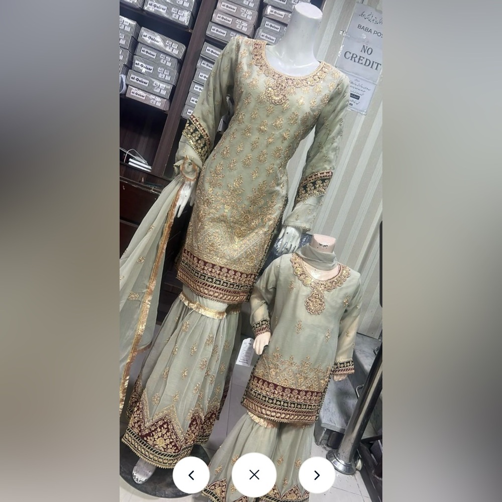 Two outfits! Mommy and me Mint Green Matching Shararah Kameez suit x2 suits